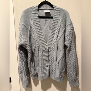 Taylor Swift TTPD Light Gray Cable Knit Button Cardigan